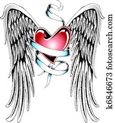 heart ribbon wing heart ribbon wing