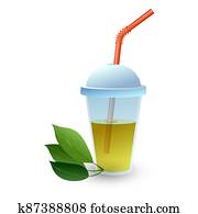 Mango juice cup icon, cartoon style Mango juice cup icon, cartoon style