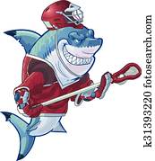 medio, caricatura, lacrosse, tiburón