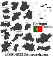 portugal, e, distritos