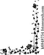 rosen, und, efeu rosen, und, efeu
