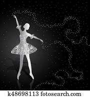 silber, ballerina, auf, dunkel, hintergrund. silber, ballerina, auf, dunkel, hintergrund.