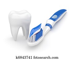 Tooth and toothbrush. 3d Tooth and toothbrush. 3d