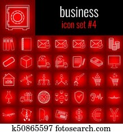 business., symbol, satz, 4., weiße linie, symbol, auf, rot, steigung, backgrpund.