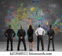Business team drawing a new project Business team drawing a new project