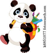 cute, panda, ir, para, escola