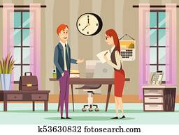 escritório, colorido, orthogonal, fundo