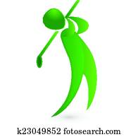 Golf player green figure logo image vector icon