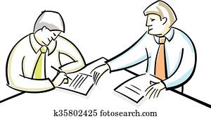 hommes affaires, chant, contrat