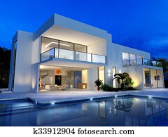 luxuoso, vila, com, piscina