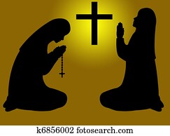 Praying Nuns Silhouette 
