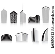 sort, kontor, forretning, bygning, moderne arkitektur