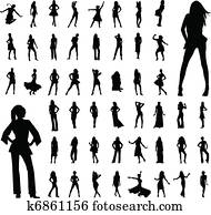 50, mulheres, silhuetas