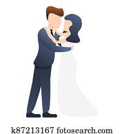 Bride wedding dance icon, cartoon style Bride wedding dance icon, cartoon style