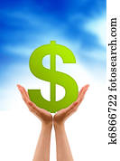 Hand and dollar sign