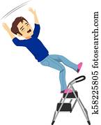 mann, fallender, leiter mann, fallender, leiter