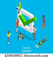 Online survey flat isometric vector concept Online survey flat isometric vector concept