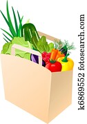 paper bag with fresh vegetables