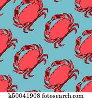 Seafood seamless pattern with red crab, vector illustration Seafood seamless pattern with red crab, vector illustration