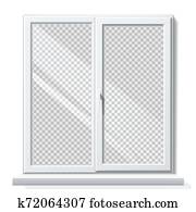 fenêtre de pvc réaliste de vecteur avec modèle vierge blanc fenêtre de pvc réaliste de vecteur avec modèle vierge blanc