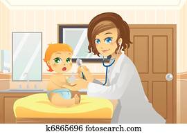 רופא ילדים, עם, תינוק