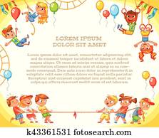 Amusement park. Playground. Template for advertising brochure