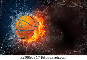 Basketball ball in fire and water Basketball ball in fire and water