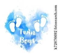 Blue watercolor heart with baby footprints Blue watercolor heart with baby footprints
