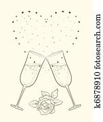 champagne and rose with heart backg champagne and rose with heart backg