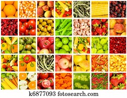 Collage of many fruits and vegetables Collage of many fruits and vegetables