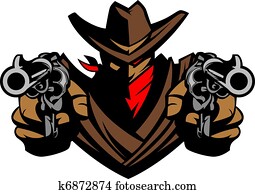 Cowboy Mascot Aiming Guns Cowboy Mascot Aiming Guns