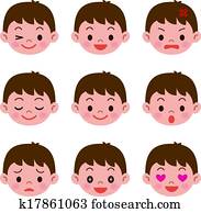 Facial expressions of boy Facial expressions of boy