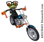 Fun frog on a motorcycle - 3D Illustration Fun frog on a motorcycle - 3D Illustration