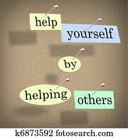 Help Yourself by Helping Others - Words Pinned on Board Help Yourself by Helping Others - Words Pinned on Board