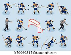 Ice Hokey Isometric Icons Ice Hokey Isometric Icons