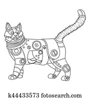 Steampunk style cat coloring book vector Steampunk style cat coloring book vector