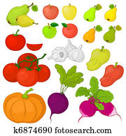 Vegetables and fruits, set Vegetables and fruits, set