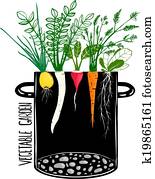 wachsen, gemüsegarten, und, koch, suppe wachsen, gemüsegarten, und, koch, suppe