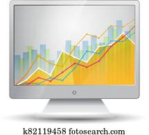 white monitor with business statistics chart showing various vis white monitor with business statistics chart showing various vis