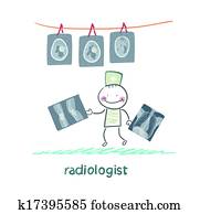 רדיולוג, עם, דמויות של רנטגן