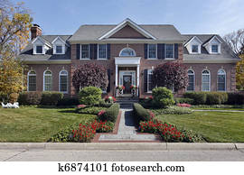 豪華, 磚, 家, 由于, 欄