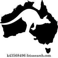 austrália, mapa, com, canguru