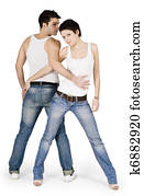 Brightly picture of the young handsome couple