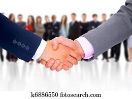 business man with an open hand ready to seal a deal 