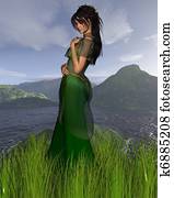 Celtic Princess with Mountain backg Celtic Princess with Mountain backg