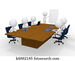 Group of 3d persons on the meeting isolated on white 