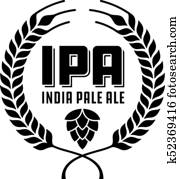 IPA or India Pale Ale Badge or Label. IPA or India Pale Ale Badge or Label.