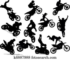 Motorcycle Stunt Silhouette Set Motorcycle Stunt Silhouette Set