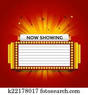 Now showing retro cinema neon sign Now showing retro cinema neon sign