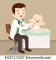 Pediatrician doctor examining little baby Pediatrician doctor examining little baby